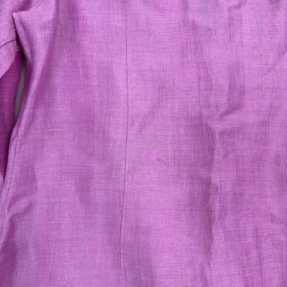 Farinaz Taghavi Button Up Blouse 8 Pink Italian Linen Top Pleat Career Designer - Picture 7 of 14